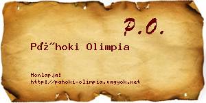 Páhoki Olimpia névjegykártya